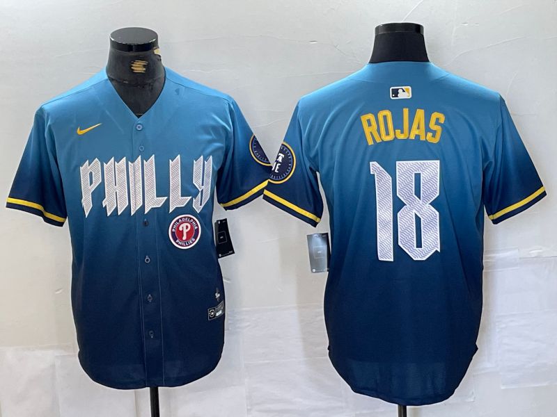 Men Philadelphia Phillies #18 Rojas Blue City Edition Nike 2024 MLB Jersey style 4->->MLB Jersey